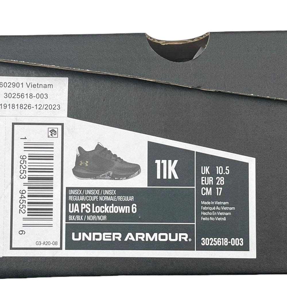 Under Armour Lockdown Little Boy's Leather Basketball Shoe Size 11 Black Lace Up - Picture 8 of 11